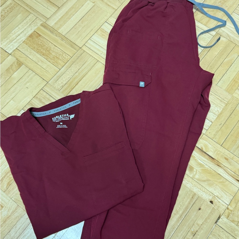 Fabletics Burgundy Scrub Set
